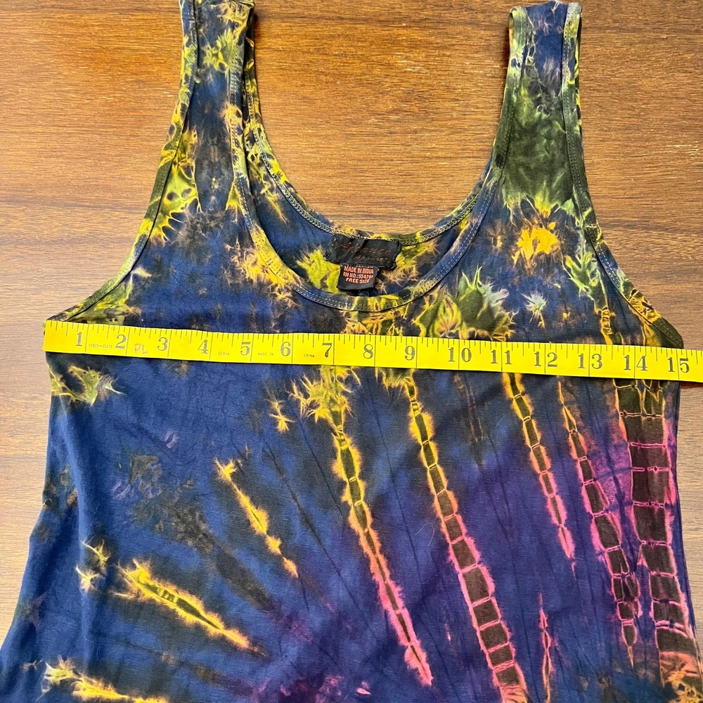 Vintage Y2K Tie Dye Maxi Dress Whimsigoth Blue Yellow XS Indie Boho Beach - Picture 9 of 10